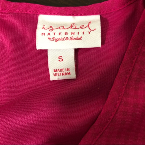 ISABEL MATERNITY By Ingrid & Isabel Pink Flutter Sleeve Maternity Top Sz S - Picture 9 of 12